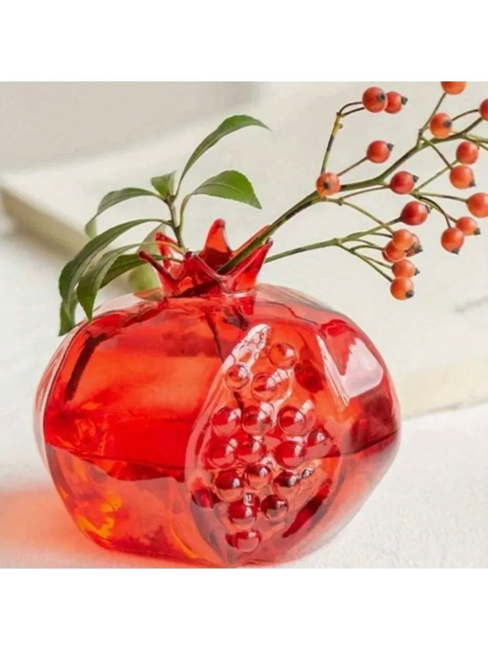 Vase--Pomegranate, Red Glass, Small - Picture 4 of 6